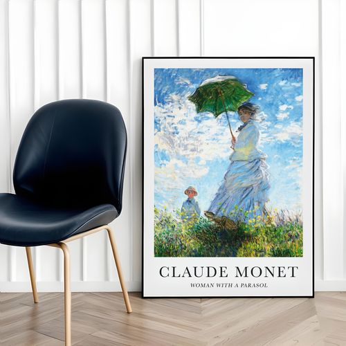 Plakat Claude Monet parasol 50x70 cm w czarnej ramie na Arena.pl