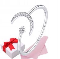 Pierścionek srebro regulowany KSIĘŻYC s925+pudełko