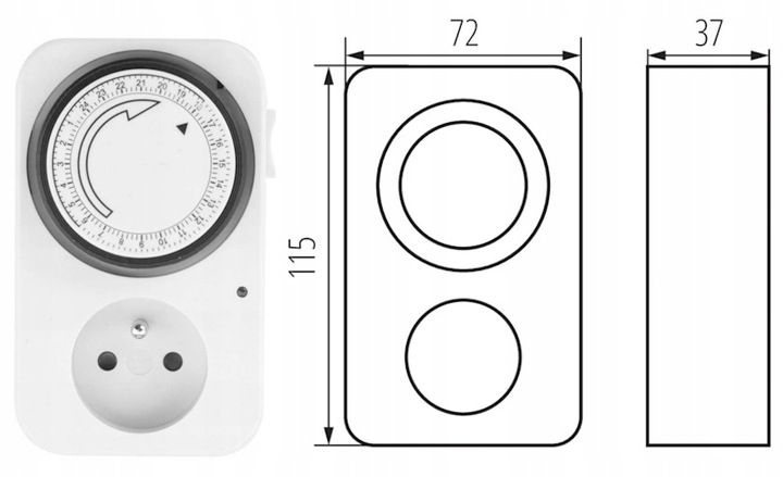 PROGRAMATOR CZASOWY WYŁĄCZNIK MECHANICZNY GNIAZDKO DOBOWY 24H TIMER zdjęcie 3