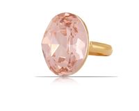 Pierścionek z dużym, owalnym, różowym kryształem Preciosa