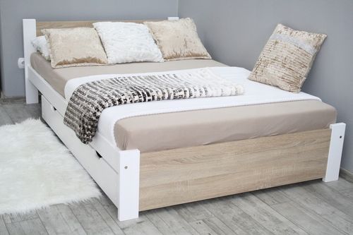 Łóżko 3D 120x200 białe + dąb SONOMA stelaż MATERAC na Arena.pl
