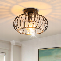 LAMPA SUFITOWA CZARNY ZYRANDOL E27 KRYSZTAŁOWY NOWOCZESNY DO SYPIALNI