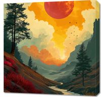 Obraz 70x70cm Dzika Rzeka Zmierzchem