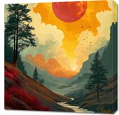 Obraz 70x70cm Dzika Rzeka Zmierzchem
