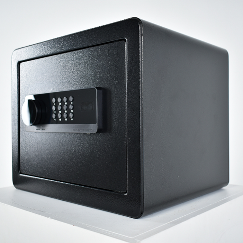 Pancerny Domowy Sejf z Zamkiem Elektronicznym i Kluczem 30x35x30 cm Czarny na Arena.pl