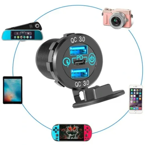 ŁADOWARKA ZAPALNICZKI 2x USB QC 3.0 + USB-C PD 60W na Arena.pl