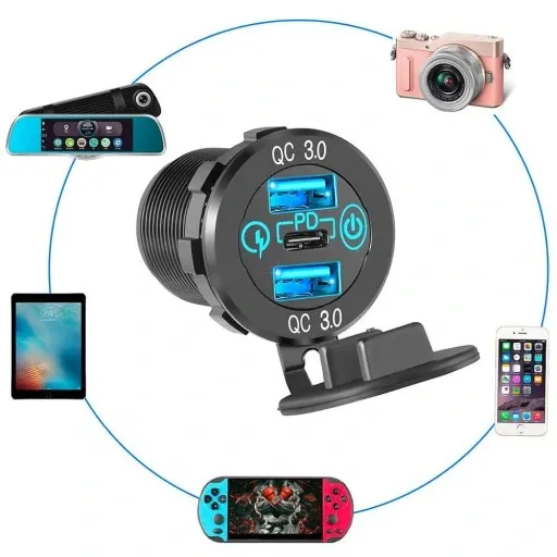 ŁADOWARKA ZAPALNICZKI 2x USB QC 3.0 + USB-C PD 60W zdjęcie 5