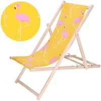 Leżak ogrodowy, drewniany z 3-stopniową regulacją, plażowy, balkonowy, żółto-różowy