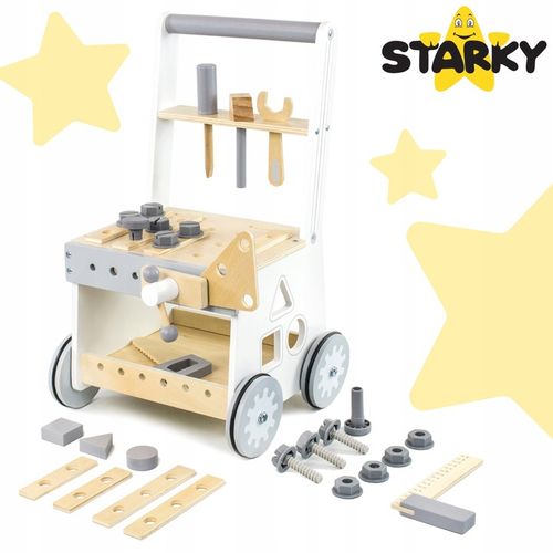 Pchacz drewniany chodzik jeżdzik dzieci warsztat zestaw majsterkowicza 3w1 na Arena.pl