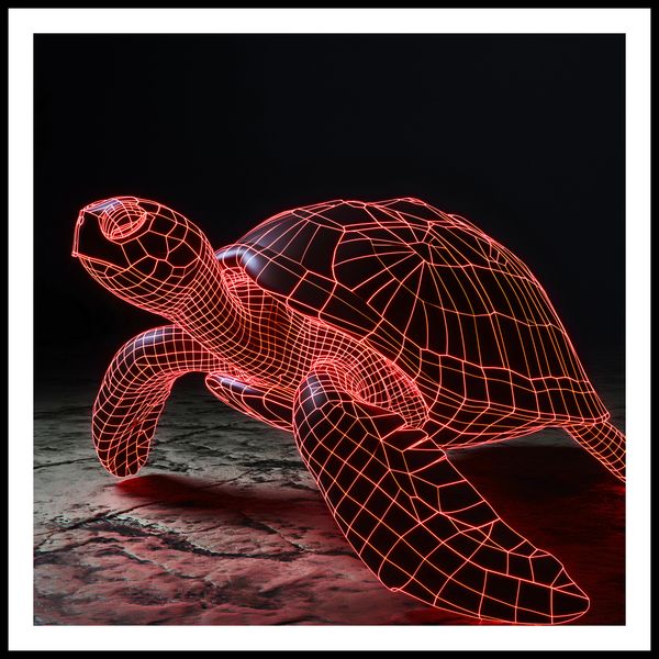Plakat 70x70cm Neonowy Żółw zdjęcie 3