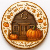 CIASTKO LUKROWANE PUMPKIN OLD HAUS ROZ.L KOŁO JESIEŃ RĘCZNIE ROBIONE