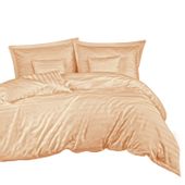 Pościel satyna bambusowo-bawełniana STRIPE BEIGE 180x200 beżowa