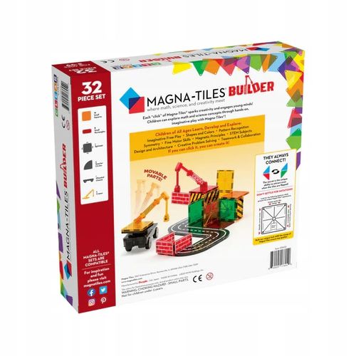 Magna-Tiles, klocki magnetyczne Builder 32 el. na Arena.pl