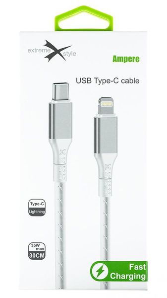 Kabel USB typ-C - iPhone Lightning Ampere eXtremestyle 0.3m biały zdjęcie 6