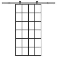 Drzwi przesuwne z osprzętem, 102x205 cm, szkło ESG i aluminium