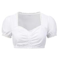 Bluzka Damska Dirndl Tradycyjna Biała Krótki Rękaw Wiskoza XL 40