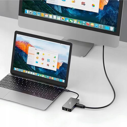 Adapter HUB 6w1 POLION USB-C przejściówka USB 3.2 PD 100W HDMI 4K LAN 1Gb na Arena.pl