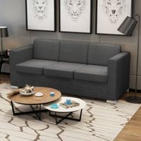 3-osobowa sofa tapicerowana tkaniną, ciemnoszara
