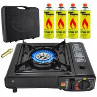 KUCHENKA GAZOWA TURYSTYCZNA PRZENOŚNA 2w1 + 4x GAZ ALPEN CAMPING 400ml