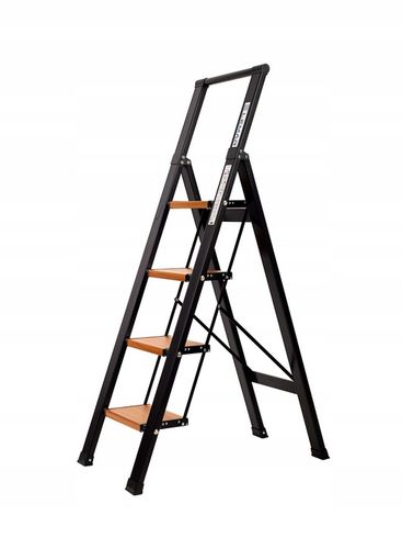 Drabina aluminiowa domowa składana 4 stopniowa LEMAR drewno Slim Space na Arena.pl