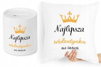 Na Walentynki Zestaw Poduszka + Skarbonka Prezent Z Nadrukiem Ze Zdjęciem