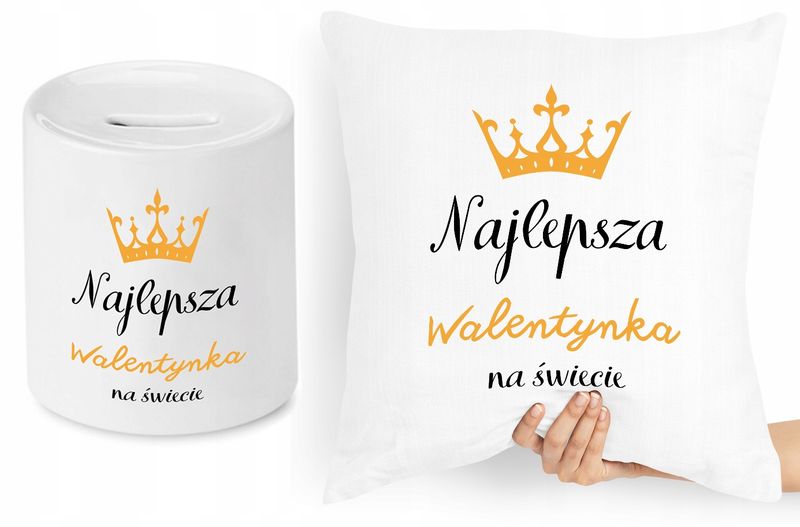 Na Walentynki Zestaw Poduszka + Skarbonka Prezent Z Nadrukiem Ze Zdjęciem zdjęcie 1