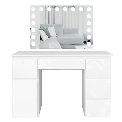 Toaletka MEGAN B2 z lustrem VISAGE biała/FRONTY POŁYSK na Arena.pl