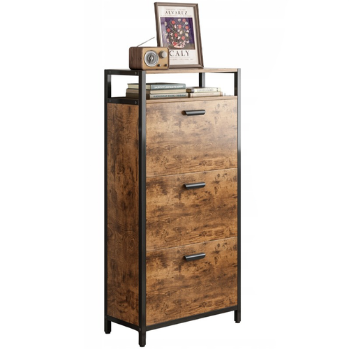 SZAFKA NA BUTY 3 PÓŁKI DO PRZEDPOKOJU RUSTYKALNY BRĄZ VINTAGE INDUSTRIALNA na Arena.pl