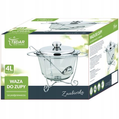 WAZA do ZUPY SOSÓW z PODGRZEWACZEM Łyżka Wazowa Srebrna STALOWA Tadar 4 l na Arena.pl