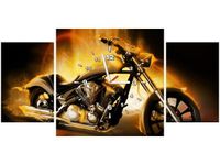 80X40CM ZEGAR MOTOCYKL OGNIU OBRAZ