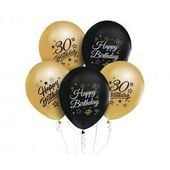 balony beauty&charm 12" z nadrukiem "30", złote