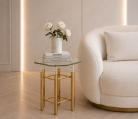 Stolik kawowy złoty/ ława Amaretto Premium 50x50x60 stolik pomocniczy