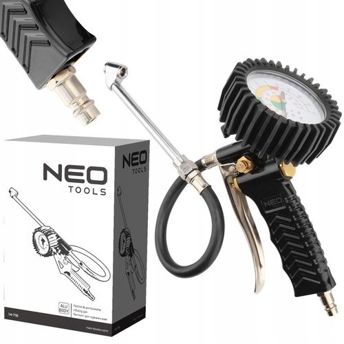 NEO PISTOLET DO POMPOWANIA KÓŁ Z MANOMETREM DŁUGA KONCÓWKA 12 BAR 14-716 na Arena.pl