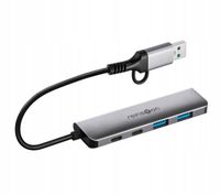 Hub USB Reinston EHUB07 Szary 4w1 pasywny USB 3.1 / USB-C