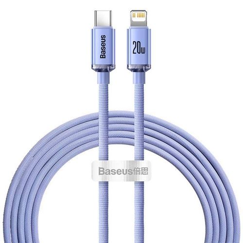 kabel usb-c do lightning baseus crystal, 20w, pd, 2m (fioletowy) na Arena.pl