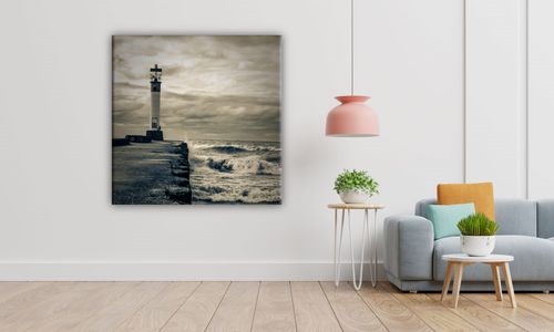OBRAZ NA PŁÓTNIE 054 Latarnia morska 60x60cm na Arena.pl