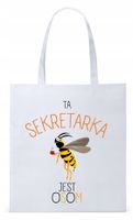 Dla Sekretarki Na Prezent Torba Eco Biała Shopper Z Nadrukiem Ze Zdjęciem