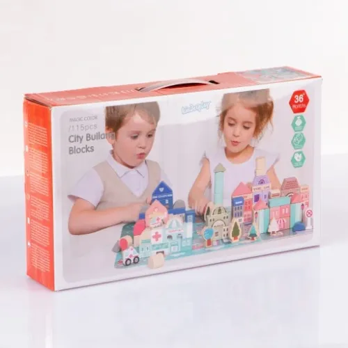 DREWNIANE KLOCKI ZESTAW DROGA MIASTO AUTA 115 ELEMENTÓW MATA PUZZLE na Arena.pl