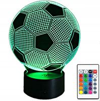 LAMPKA NOCNA LED PIŁKA NOŻNA PIŁKARZ BIURKOWA 3D DLA DZIECI RGB LED + PILOT