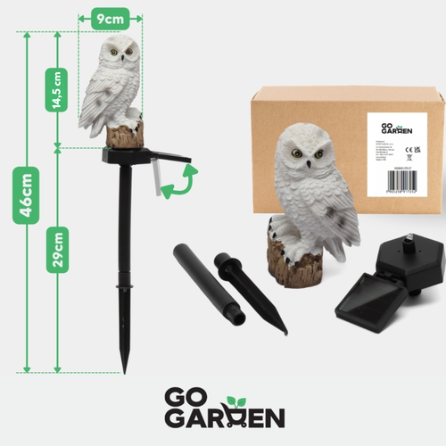 Lampa solarna led ogrodowa sowa wbijana wodoodporna czujnik zmierzchu duża na Arena.pl