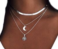Srebrny choker Naszyjnik celebrytka boho księżyc  N154