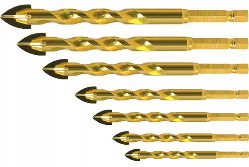 WIERTŁA DO SZKŁA PŁYTEK CERAMIKI GRESU WIERTŁO 3-12MM 7 SZT HEX 1/4" na Arena.pl