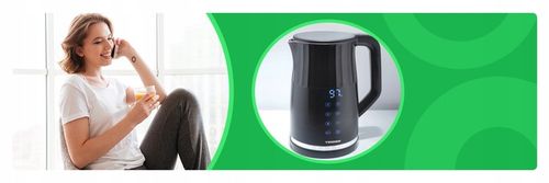 Czajnik elektryczny Tiross wewnętrzne ze stali nierdzewnej 2200 W czarny na Arena.pl