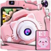 APARAT CYFROWY DLA DZIECI Dziecka Fotograficzny RÓŻOWY KOTEK + KARTA 4GB