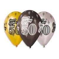 balony 50-te urodziny happy birthday 12"/6szt.