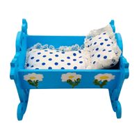 Kołyska dla Lalek Drewniana Handmade + Pościel.  Wyrób kolekcjonerski