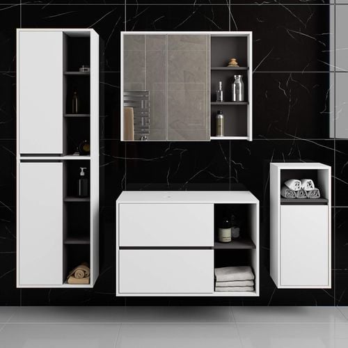 SZAFKA ŁAZIENKOWA POD UMYWALKĘ Z OTWORAMI VAMI W90 UM 2SZ 2P BIAŁA /GRAFIT na Arena.pl