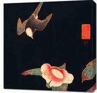 Obraz 70x70cm Swallow and Camellia, Jakuchu Japoński Vintage