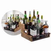 Przenośny 3-poziomowy regał John Paddle na butelki z drewna sosnowego z uchwytami - Burned