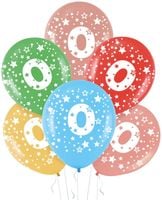 Balony kolorowe z cyfrą 0 urodziny 5szt